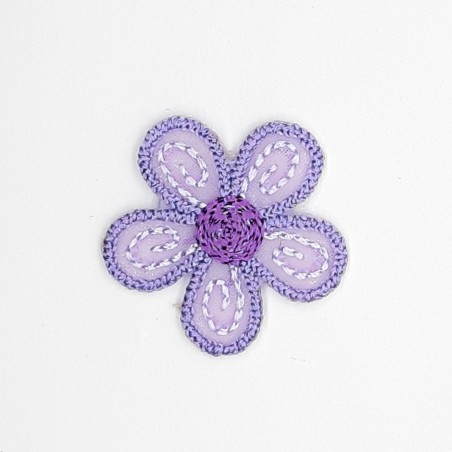Aplique flor decorativa termoadhesiva de 2,5 cms color malva