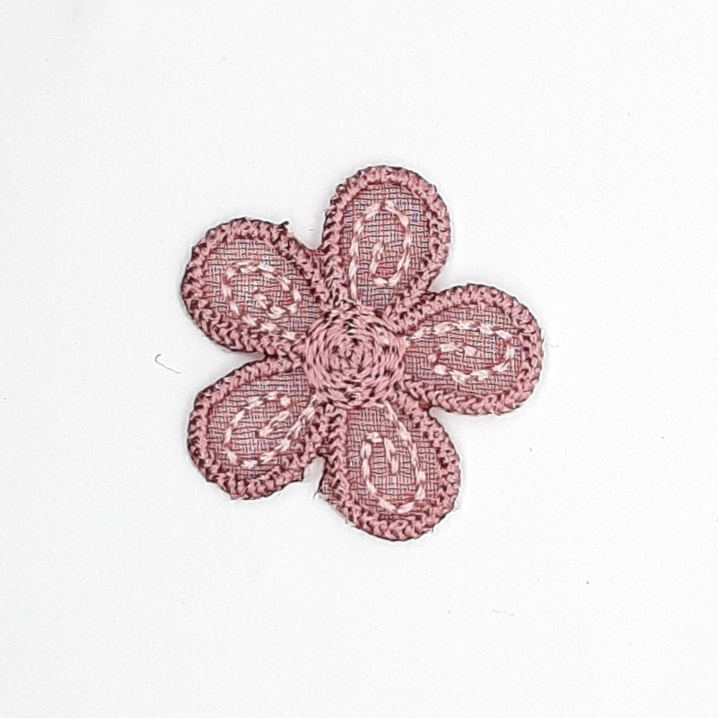 Aplique flor decorativa termoadhesiva de 2,5 cms color rosa palo