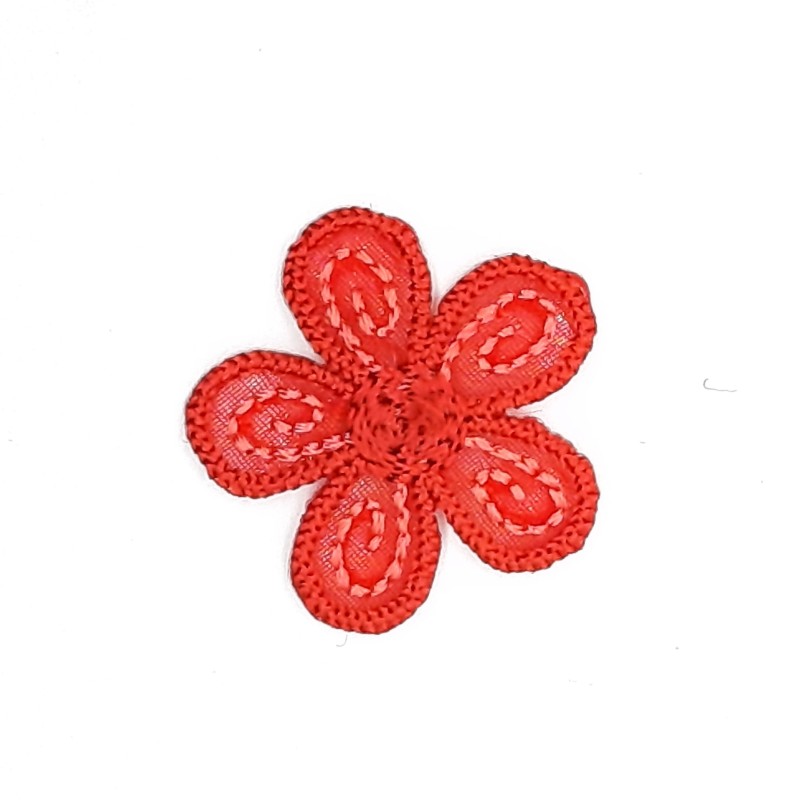 Aplique flor decorativa termoadhesiva de 2,5 cms color rojo