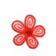 Aplicación flor termoadhesiva con perlas decorativas de color rojo 