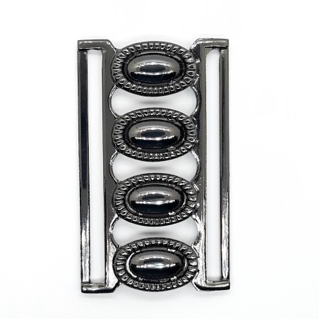 Hebilla metálica negro pavonado para cinturón elástico