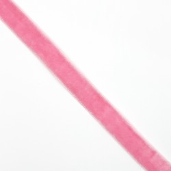 Cinta decorativa de terciopelo elástica rosa de 1 cm.