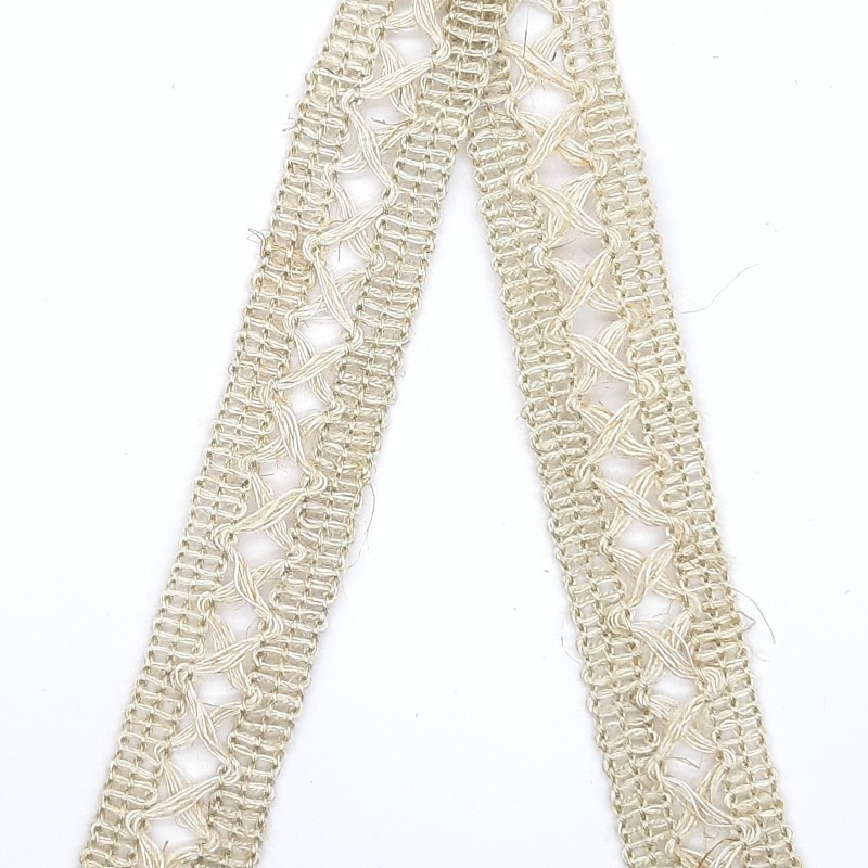 Entredos pasamanería color lino 18 mm de aspecto saco rústico.