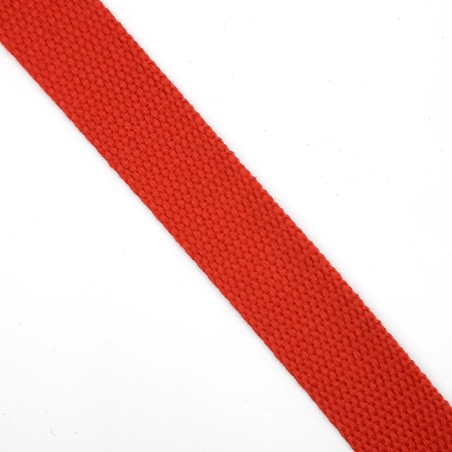 Cinta resistente de algodón roja para bolsos, macutos, mochilas y delantales.