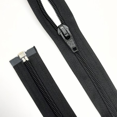 Cremallera negra malla 8 ancha separador espiral 75 cms