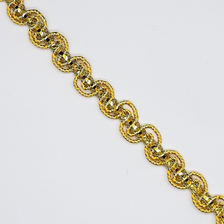 Galón pasamanería metalizada con ondas decorativas color oro
