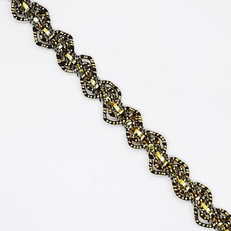 Galón pasamanería metalizada con ondas decorativas oro viejo