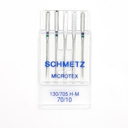 Aguja máquina Microtex Schmetz Nº70 para puntadas rectas al pespuntear bordes