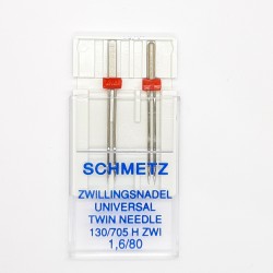 Aguja máquina doble universal Nº1.60/80 Schmetz. Aguja gemela para coser a máquina de talón plano.