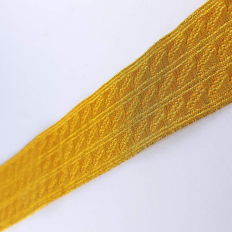 Galón pasamanería metalizada dorada de 3 cms 