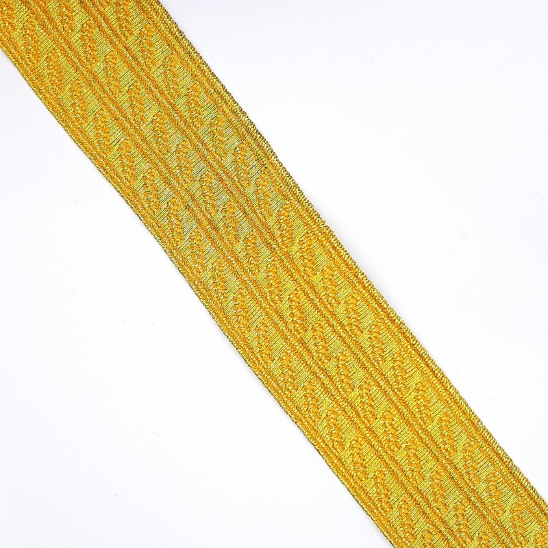 Galón pasamanería metalizada dorada de 3 cms 