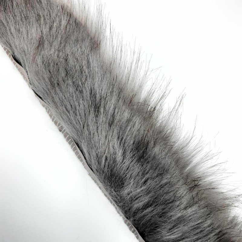 Tira de pelo para gorros y capuchas de 70 cms color gris