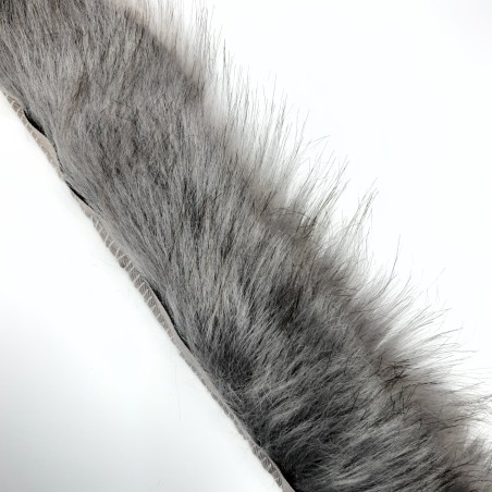 Tira de pelo para gorros y capuchas de 70 cms color gris