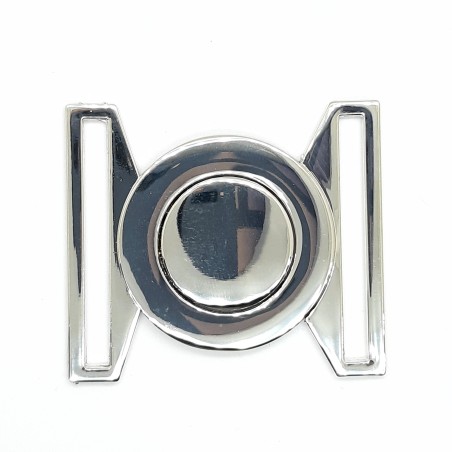 Hebilla metálica plateada de 4 cms para cinturones elásticos