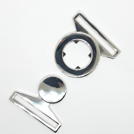 Hebilla metálica plateada de 4 cms para cinturones elásticos