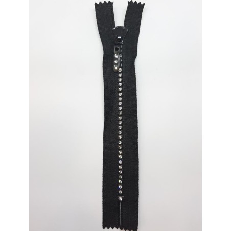 Cremallera negra dientes brillantes 15 cms