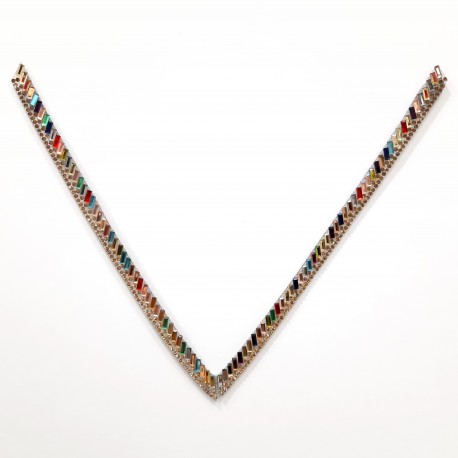 Cuello decorativo de cristal multicolor termoadhesivo de 21 cms.