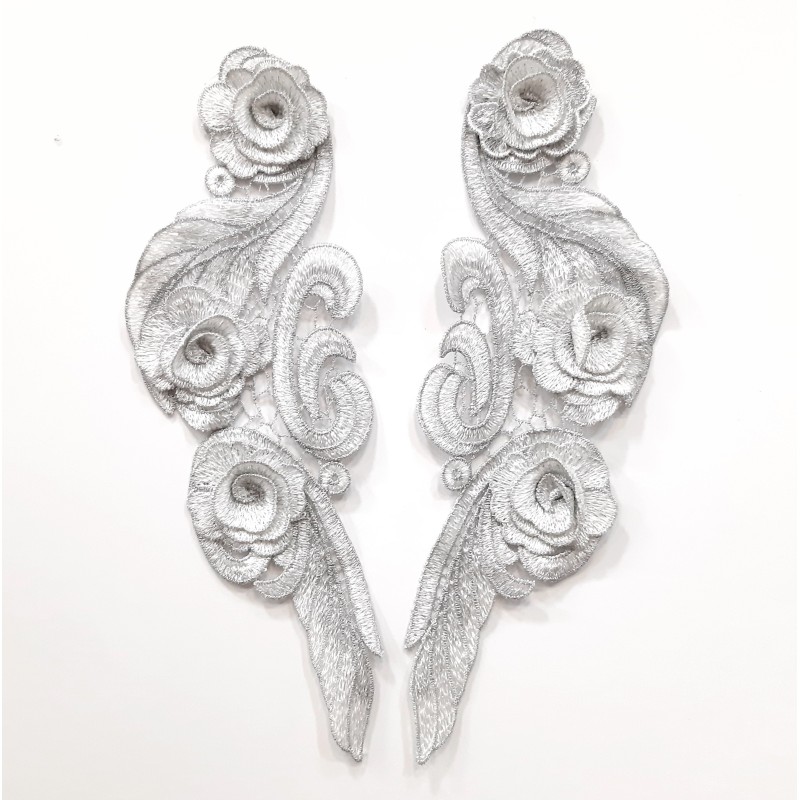 Aplicación metalizada plateada de 2 piezas