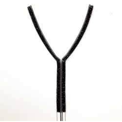 Cuello decorativo de cristal toupis y cadenas color negro