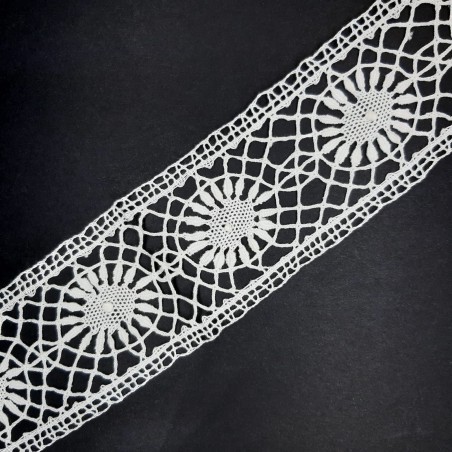 Puntilla entredos encaje de bolillo hecho a mano blanco roto