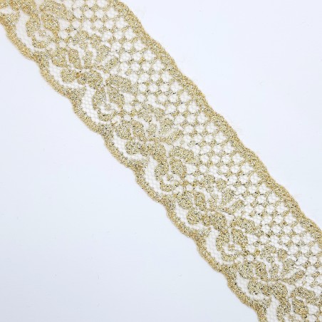 Encaje metalizado dorado 3,5 cms especial ceremonias
