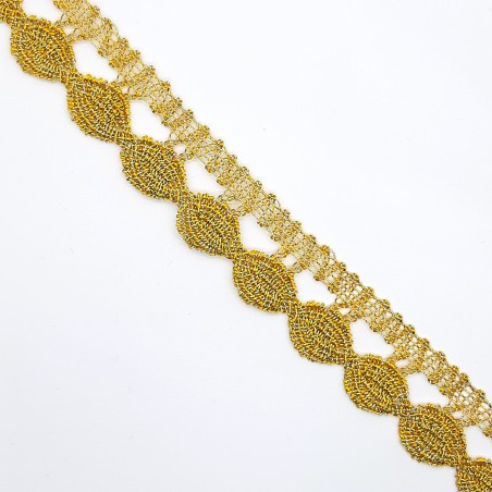 Encaje bolillo dorado metalizado de 17 mm