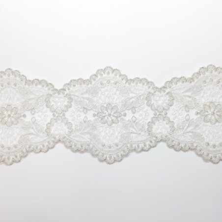 Entredos tul bordado encaje efecto plata