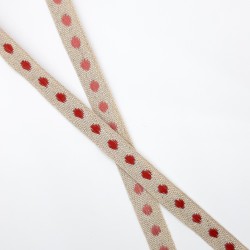 Galón tapacosturas de color lino con topos decorativos de 1 cm