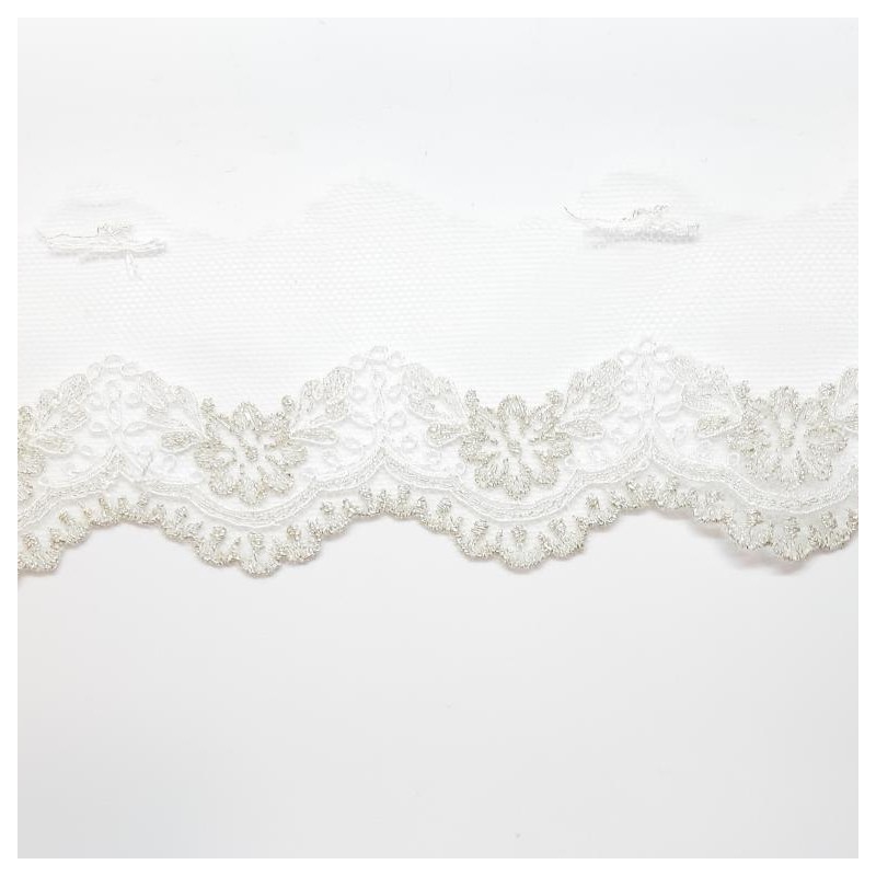 Entredos encaje tul bordado efecto plata