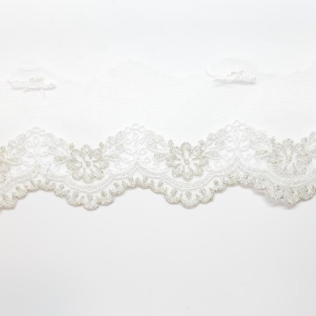 Entredos encaje tul bordado efecto plata