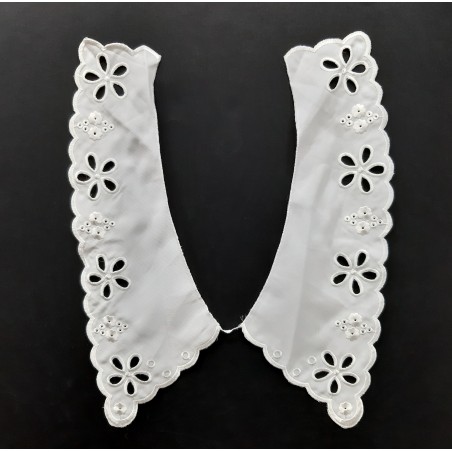 Cuello bordado blanco de 38 cms para jerseys, sudaderas, camisetas,..