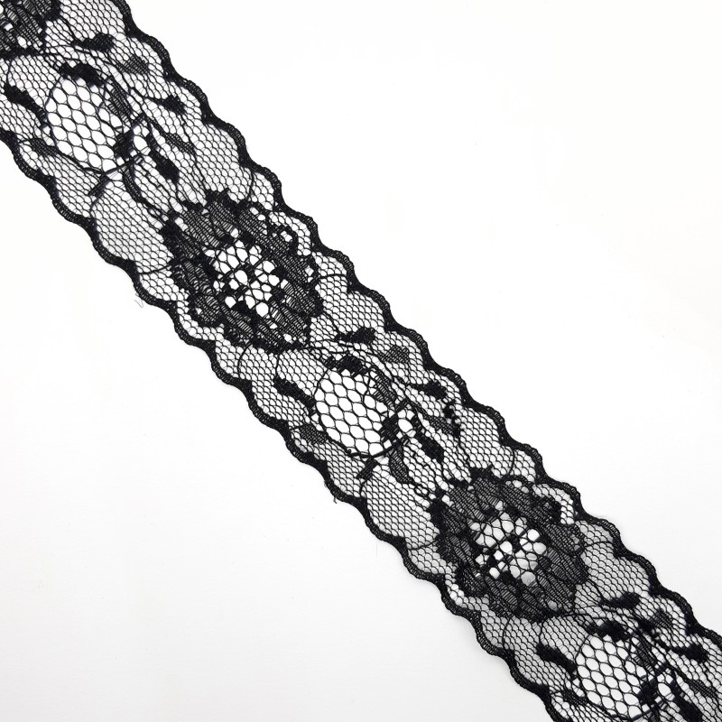 Entredos negro de 4 cms con flores especial para tocados y diademas 