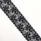 Encaje entredos nylon negro de 4 cms con flores decorativas