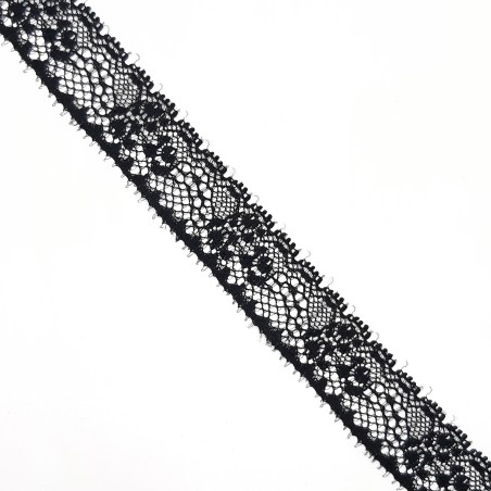 Juego entredos y encajes nylon color negro con flores decorativas especial ceremonias