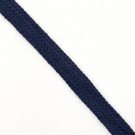 Cordón plano azul marino tubular de 1 cm ecológico para cinturillas de pantalones, macutos,...