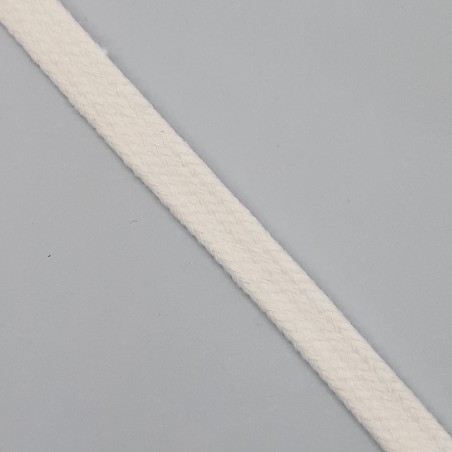 Cordón plano blanco tubular de 1 cm ecológico para cinturillas de pantalones, macutos,...