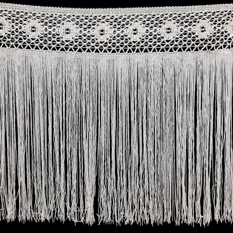 Fleco cuquillo blanco cabecilla de rejilla con flor decorativas de 35 cms