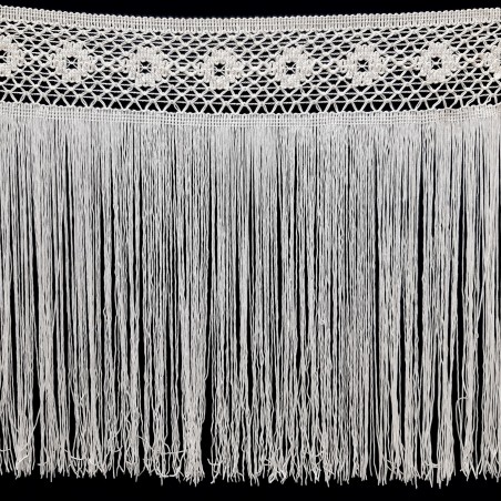 Fleco cuquillo blanco cabecilla de rejilla con flor decorativas de 35 cms