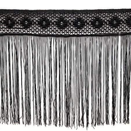 Fleco cuquillo negro cabecilla de rejilla con flor decorativas de 35 cms