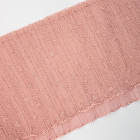 Volante plisado maquillaje con tul y con topos decorativos de 13 cms. Ideal para remates y dar volumen en prendas y complementos