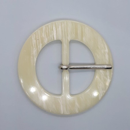 Hebilla redonda jaspeada color marfil de 4 cms especial para cinturones.