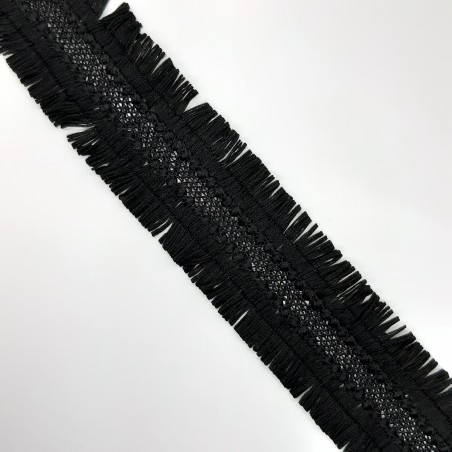 Galón flecos rayón 3,5 cms de color negro. 