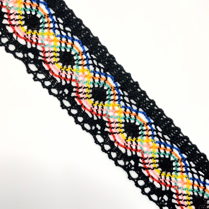 Encaje de bolillo multicolor 6 cms