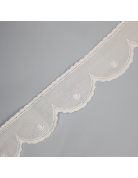 Tira bordada blanca con ondas 4 cms 