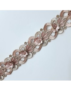 Tira de flores metalizada rosa palo 4,5 cms 2