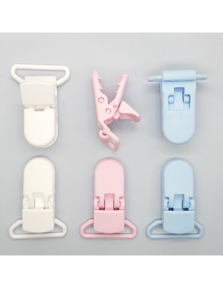 Pinza de plástico para chupetes y tirantes