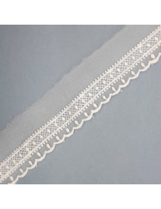 Encaje tul bordado plumeti de 3,5 cms y color marfil 