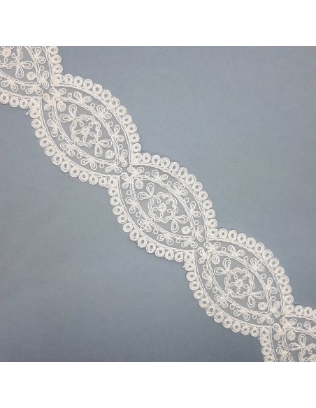 Entredos organza bordada encaje marfil de 4,5 cms