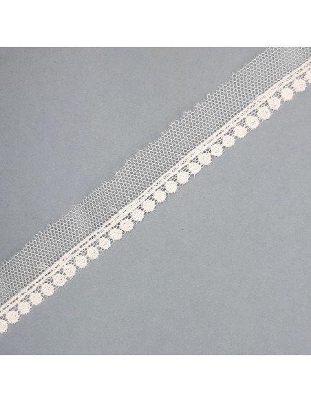 Encaje tul bordado blanco roto 1,5 cms