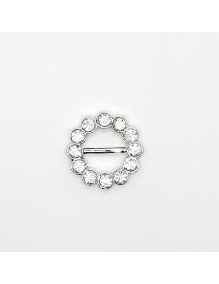 Hebilla redonda de cristal strass 1 cm